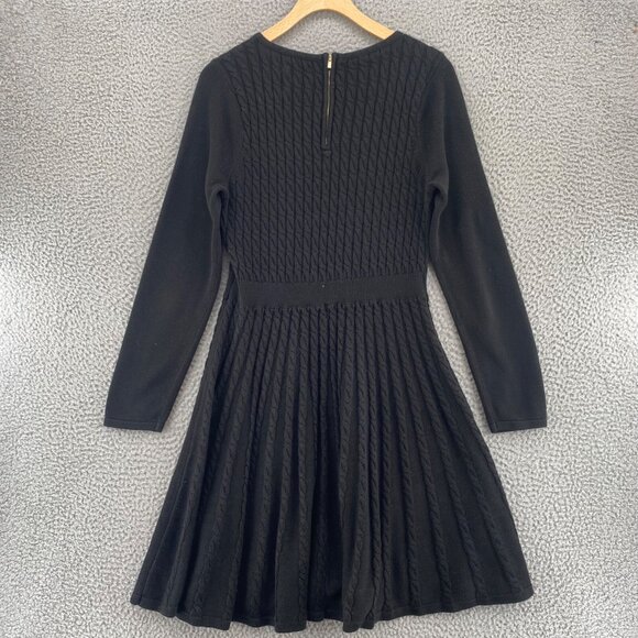 Calvin Klein Dress Womens Large Black Sweater Cable Knit Fit & Flare Long Sleeve - Picture 3 of 10